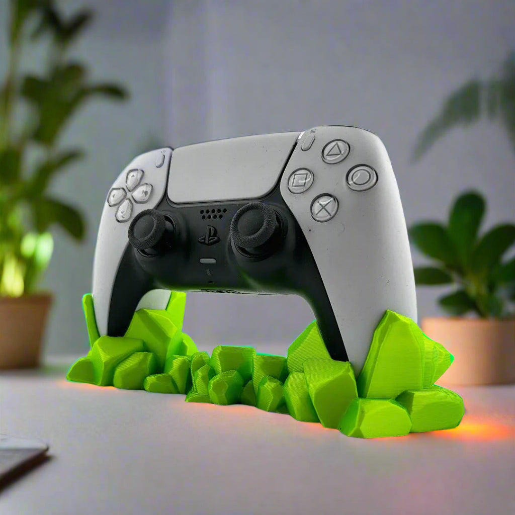 💎 Kryptonite-Gem PS5 Controller Stand – Radiant Gaming Accessory 3D Printed In Multiple Color Options🎮