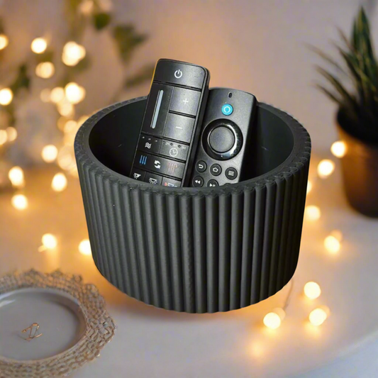 📺 Ribbed Oval Remote Holder – Modern Storage for TV, AC & Media Remotes 3D Printed In Multiple Color Options