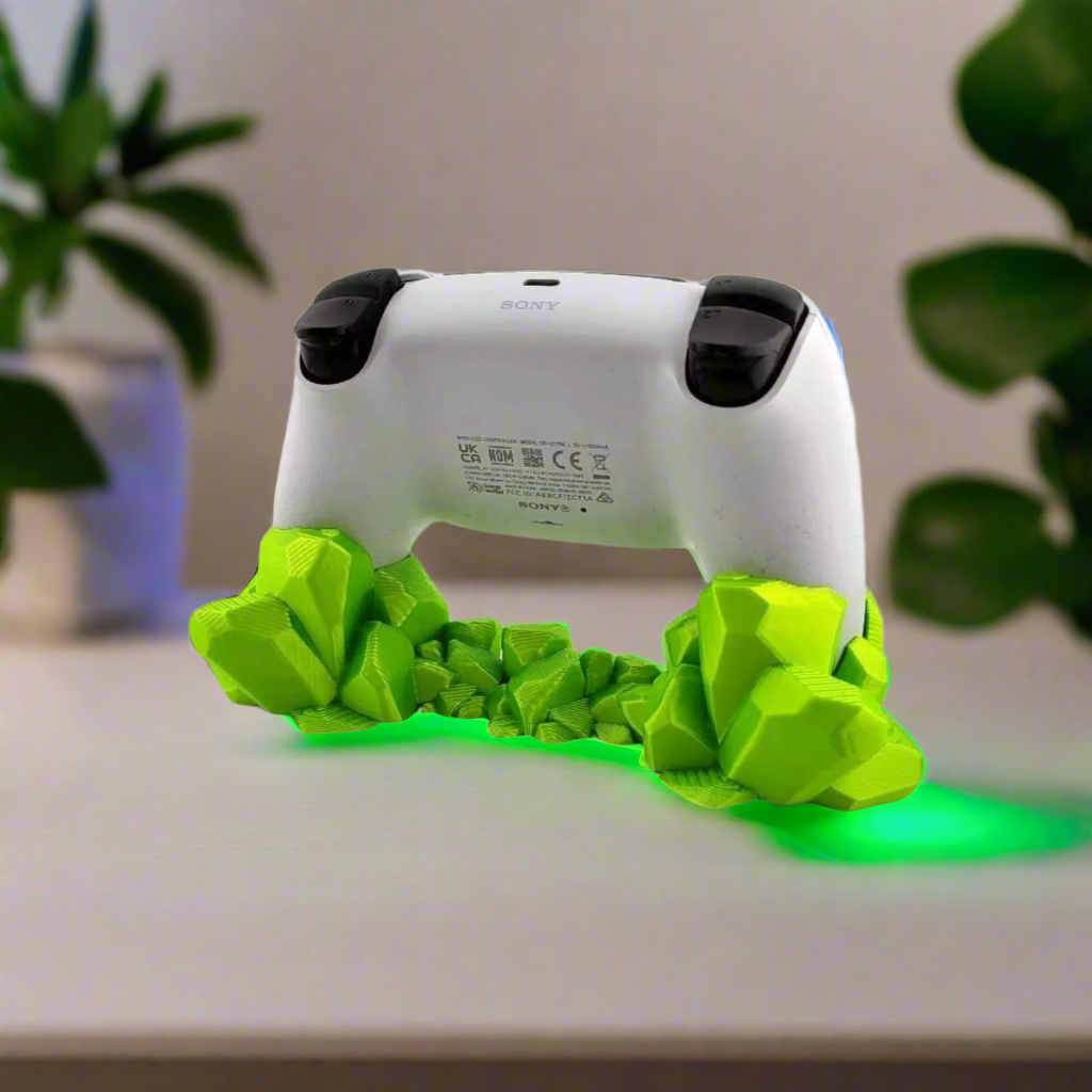 💎 Kryptonite-Gem PS5 Controller Stand – Radiant Gaming Accessory 3D Printed In Multiple Color Options🎮