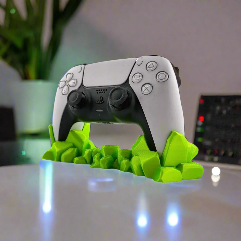 💎 Kryptonite-Gem PS5 Controller Stand – Radiant Gaming Accessory 3D Printed In Multiple Color Options🎮