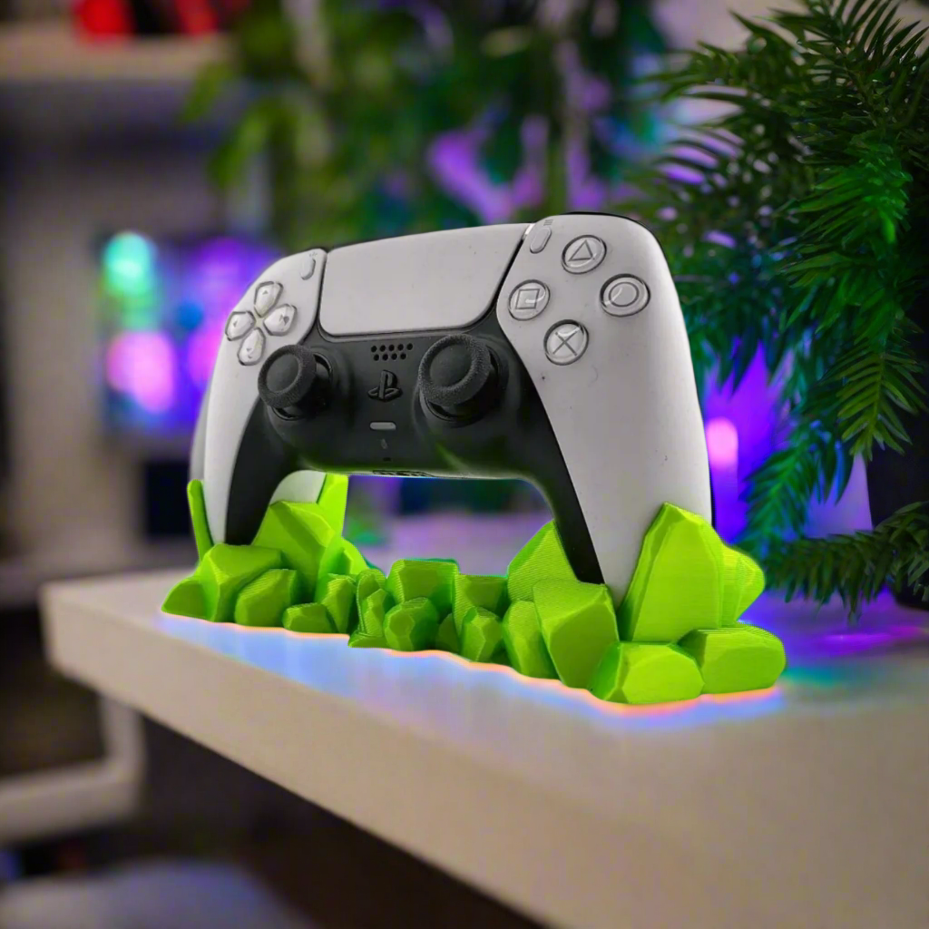 💎 Kryptonite-Gem PS5 Controller Stand – Radiant Gaming Accessory 3D Printed In Multiple Color Options🎮