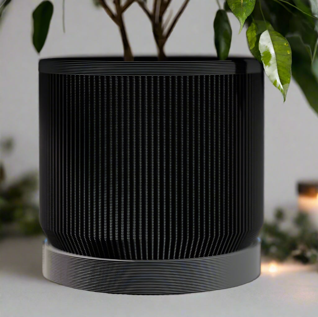 πΏ Mid-Century Modern Ribbed Planter with Drip Tray β Style Meets Function in Bold, Modern Design 3D Printed In Multiple Color Options