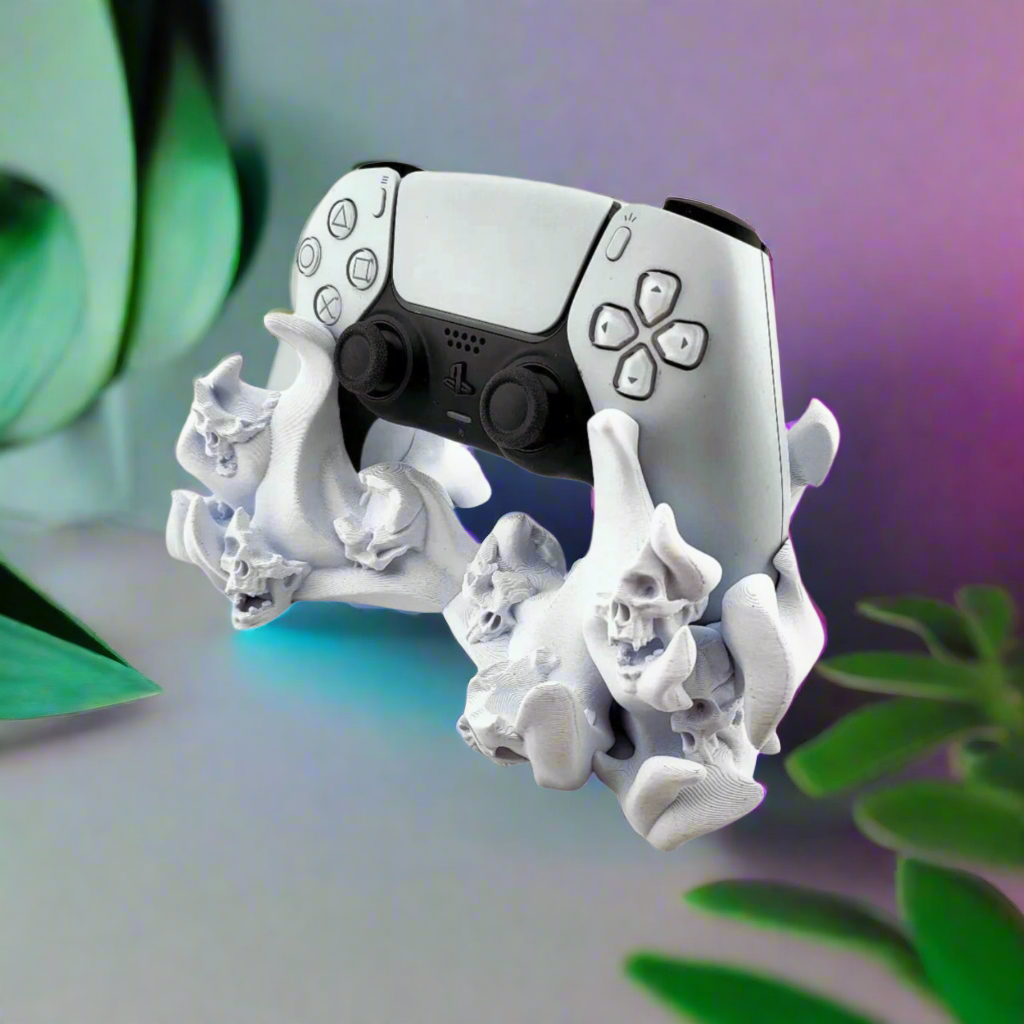 🔥 PS5 Controller Stand – Hell Skull Joystick Holder 3D Printed In Multiple Color Options 🎮
