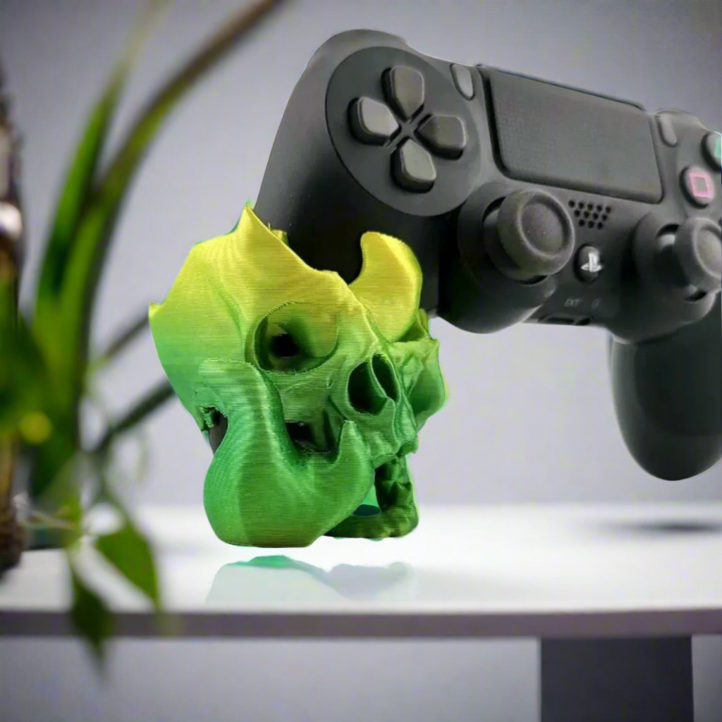 🔥 PS4 Controller Stand – Skull Fire Joystick Holder 3D Printed In Multiple Color Options🎮