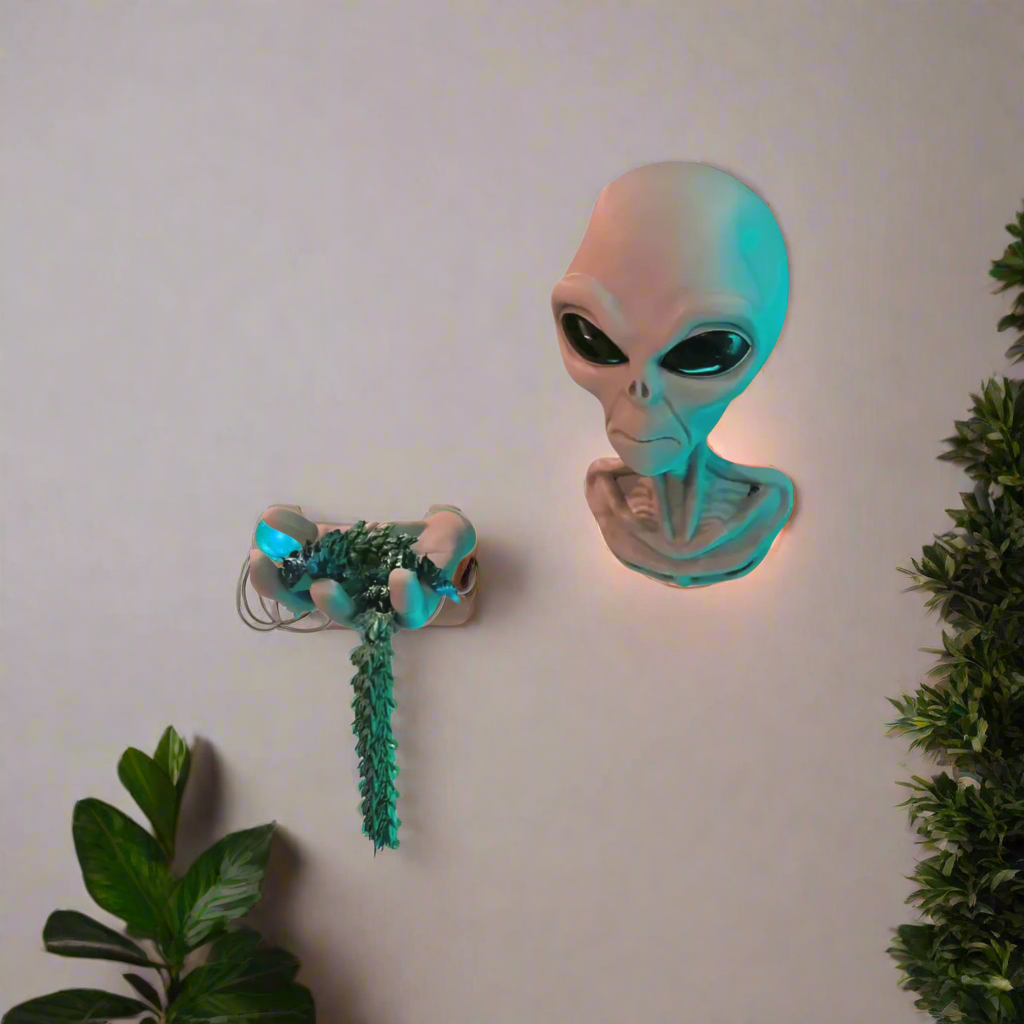 👽 Alien Wall-Mounted Headset & Controller Holder – Futuristic Organizer 3D Printed In Multiple Color Options🎮🎧