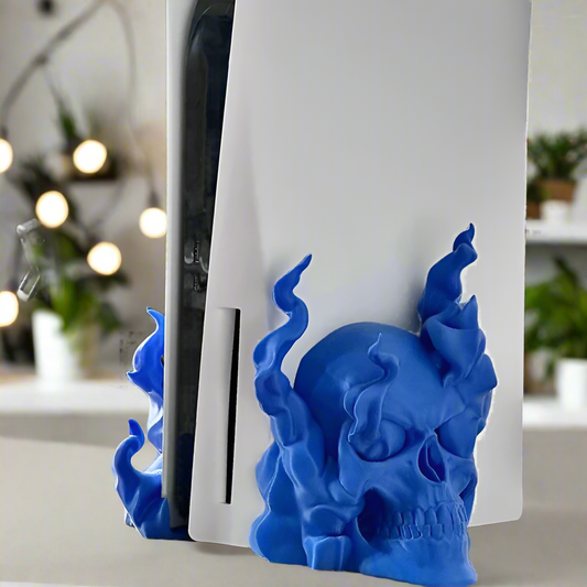 🔥 Flaming Skull PS5 Stand, Bold & Functional Console Holder 3D Printed In Multiple Color Options🎮