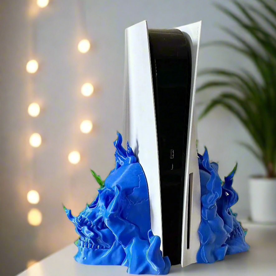 🔥 Flaming Skull PS5 Stand, Bold & Functional Console Holder 3D Printed In Multiple Color Options🎮