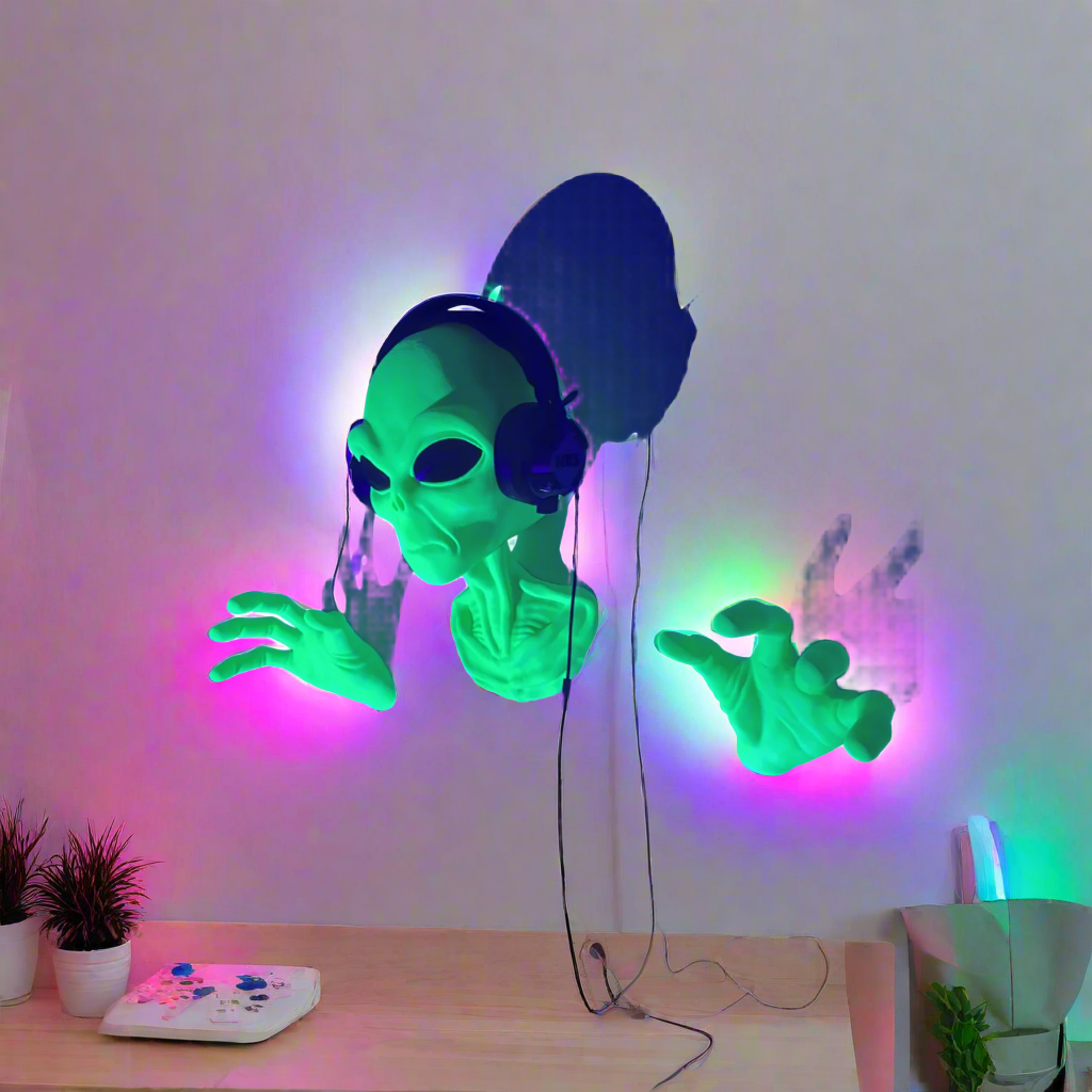 👽 Alien Wall-Mounted Headset & Controller Holder – Futuristic Organizer 3D Printed In Multiple Color Options🎮🎧