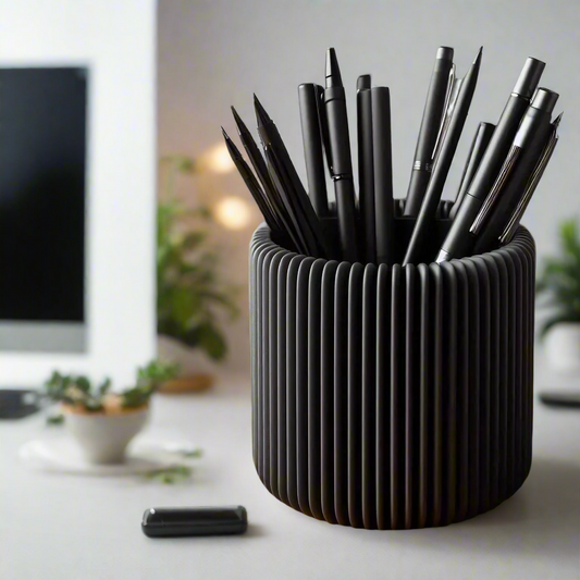 ✏️ Modern Ribbed Pencil Holder – Stylish Organizer for Your Desk Essentials 3D Printed In Multiple Color Options🖋️✨