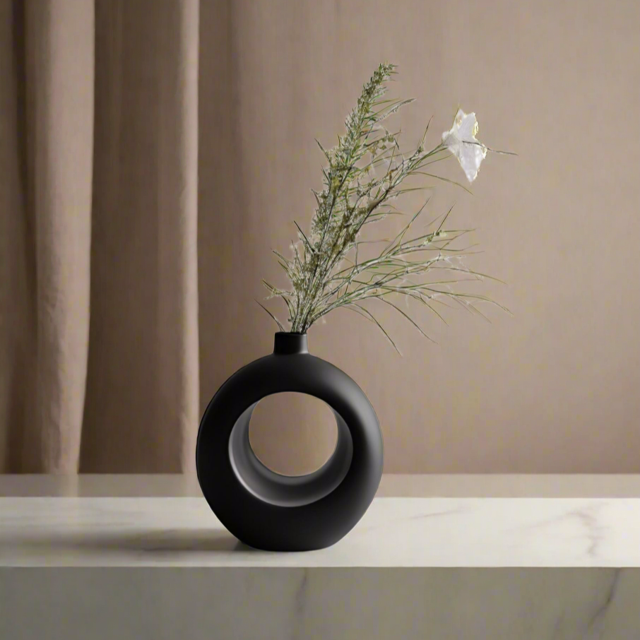 š” Nordic Ring Vase ā Minimalist Scandinavian Elegance 3D Printed In Multiple Color Options