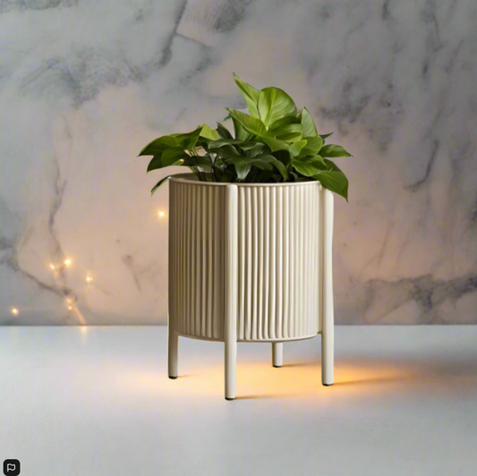 πΏ Ribbed Planter β Mid-Century Modern Elegance for Your Plants | 10" Decorative Pot 3D Printed In Multiple Color Options