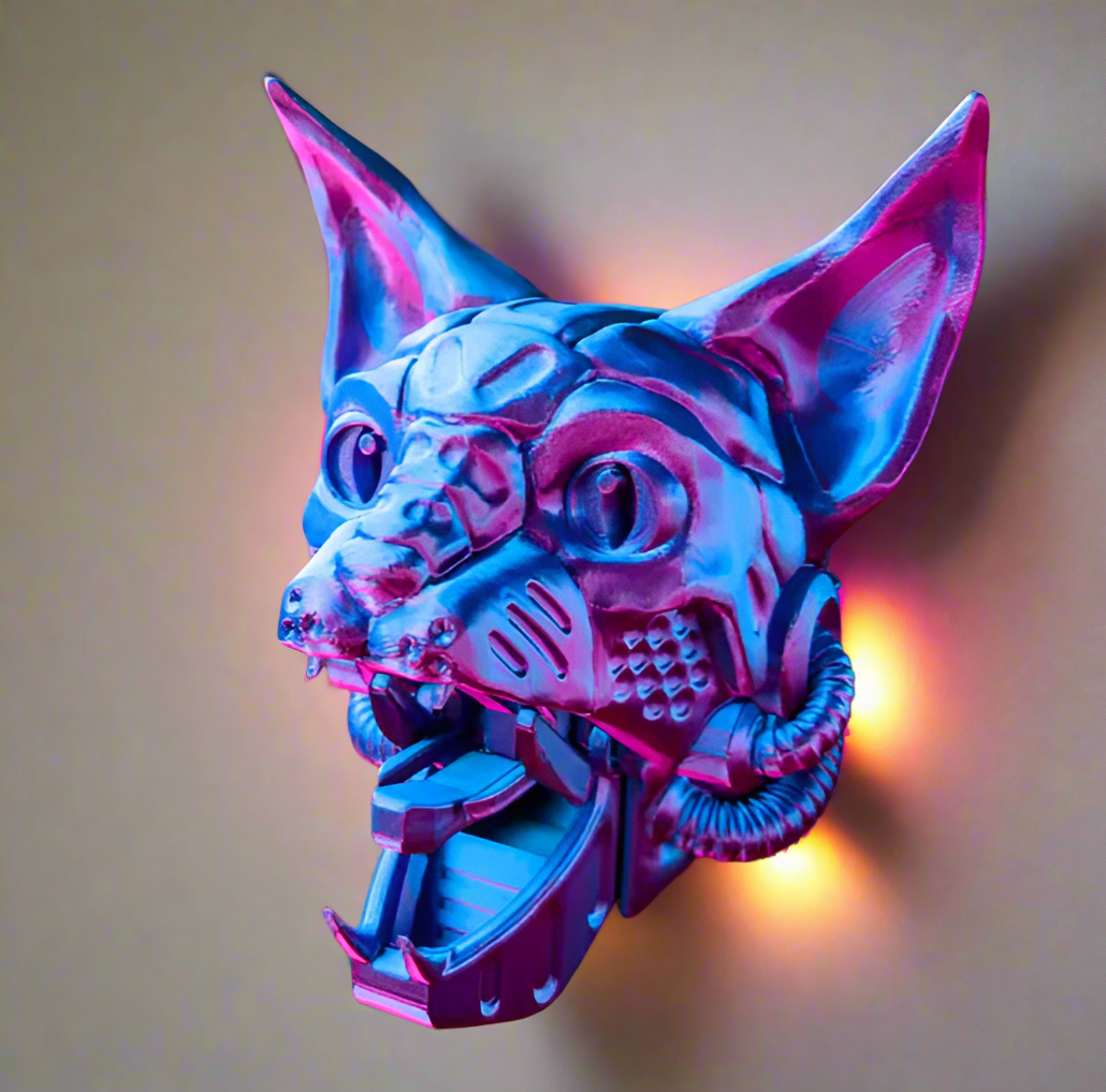 😼 Cyber Cat Headphone Holder – Futuristic & Functional Accessory 3D Printed In Multiple Color Options🎧