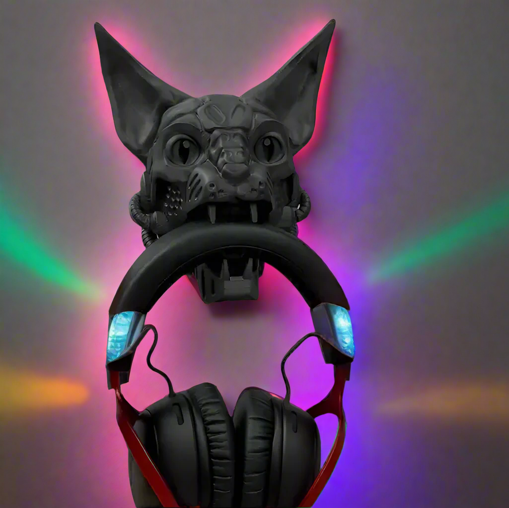 😼 Cyber Cat Headphone Holder – Futuristic & Functional Accessory 3D Printed In Multiple Color Options🎧