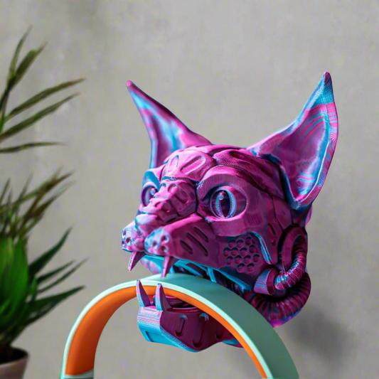 😼 Cyber Cat Headphone Holder – Futuristic & Functional Accessory 3D Printed In Multiple Color Options🎧