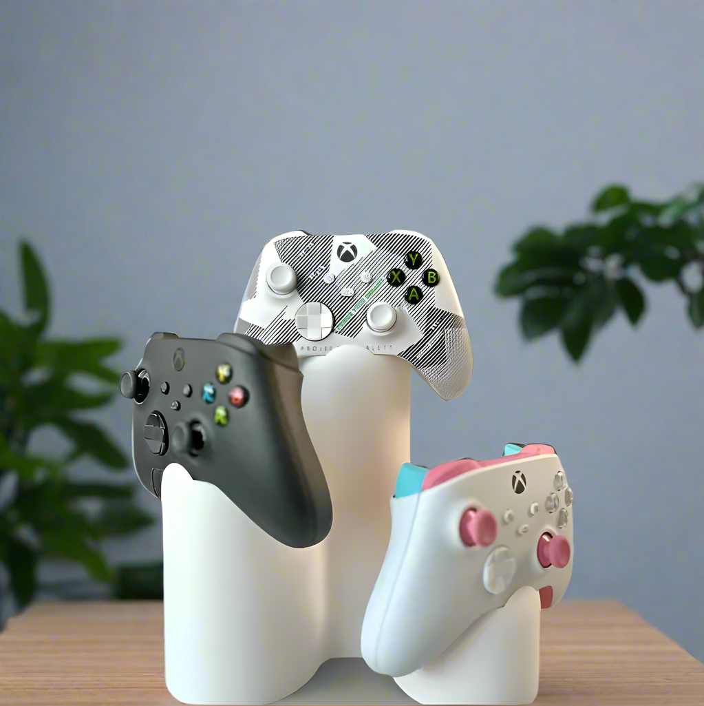 š® Modern Triple Controller Stand ā Sleek Holder for PS, PS5, Switch, Xbx & More 3D Printed In Multiple Color Options š®