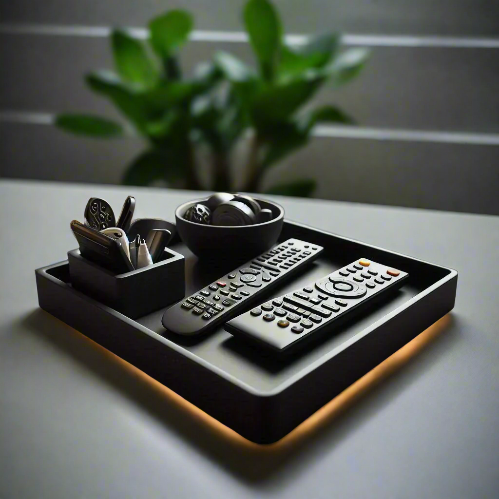 πΊ Sleek Remote Holder Tray with Two Bowls β Modern Living Room Organizer 3D Printed In Multiple Color Options π