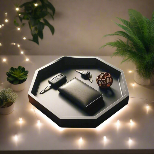 🔑Octagonal Remote Holder Tray – Geometric Organizer for Modern Living 3D Printed In Multiple Color Options 🔑🪙