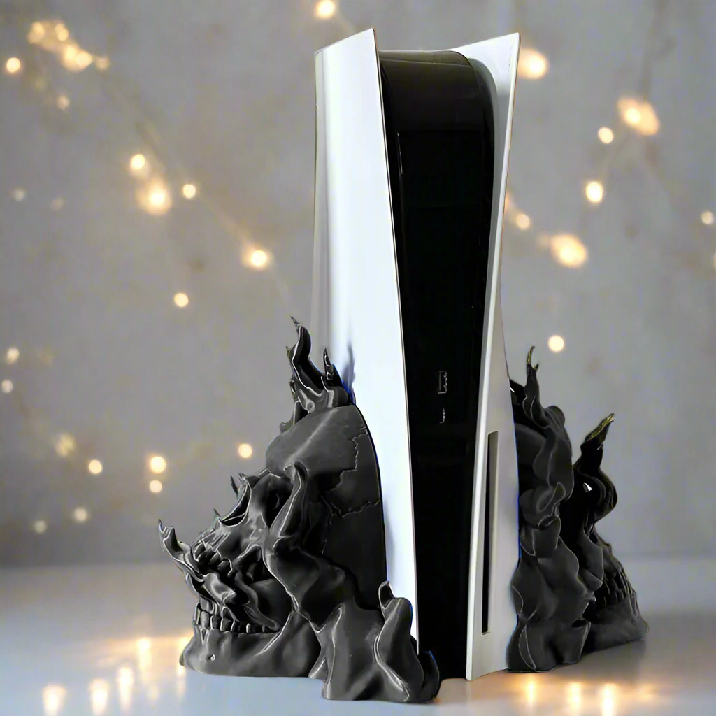 🔥 Flaming Skull PS5 Stand, Bold & Functional Console Holder 3D Printed In Multiple Color Options🎮