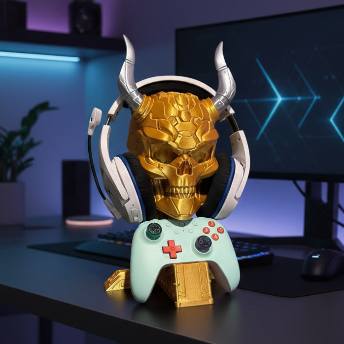 Epic Skull Controller & Headset Display Stand | 3D Printed In Multiple Color Options