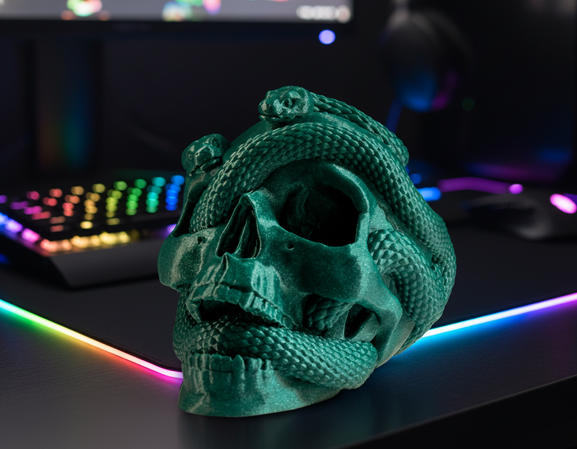 š Venomous Vibes Skull Headphone Stand | Gothic Desk Decor | 3D Printed In Multiple Color Options