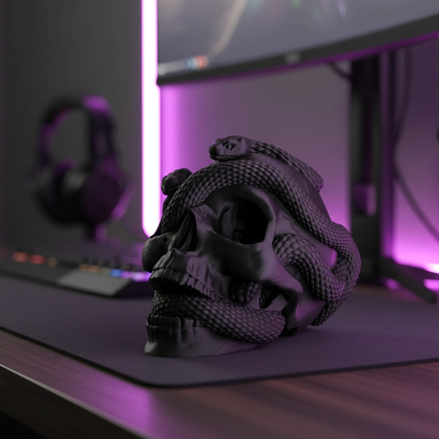 š Venomous Vibes Skull Headphone Stand | Gothic Desk Decor | 3D Printed In Multiple Color Options