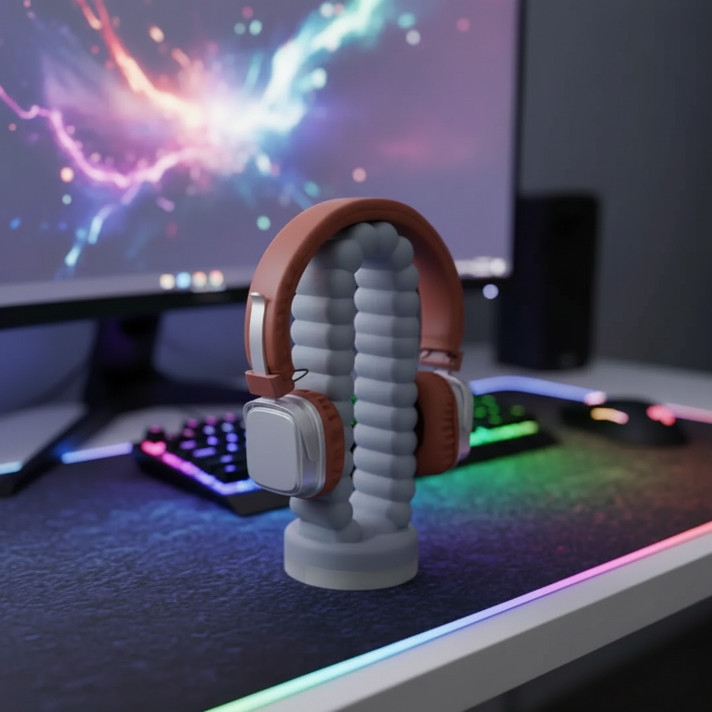 ☁️ Bubble Cloud Headphone Stand: Desk Zen & Style! | 3D Printed In Multiple Color Options