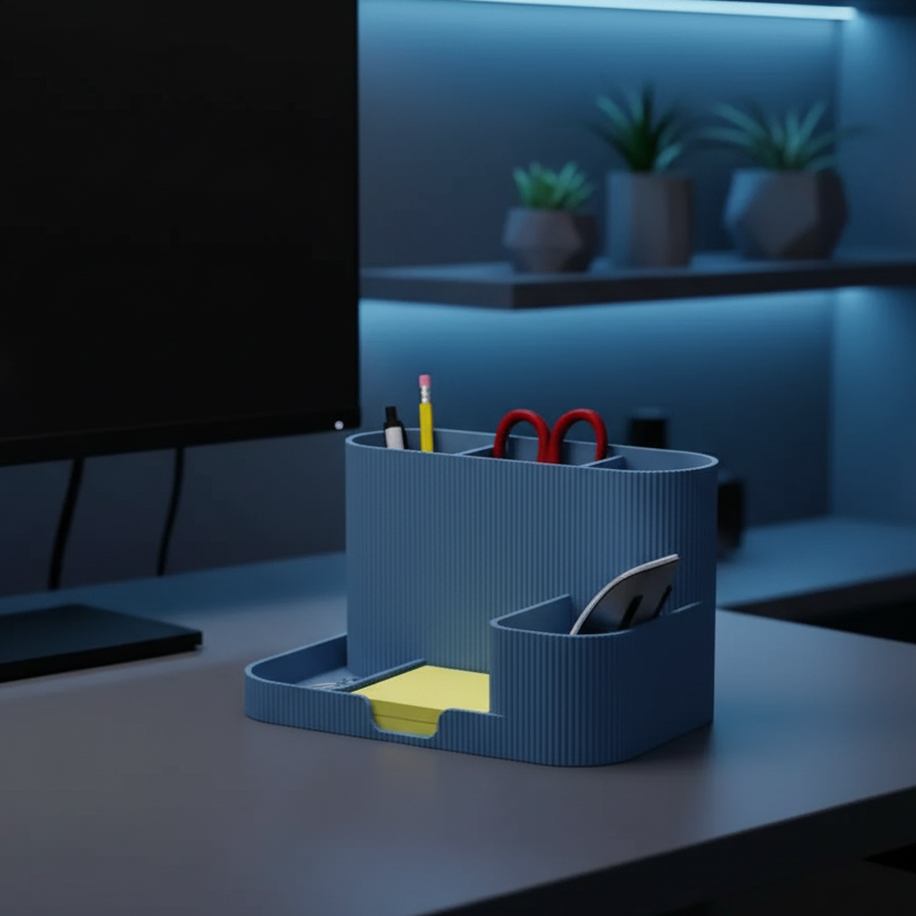 ⨠Tidy Desk, Tidy Mind! Modern Ribbed Desk Organizer | 3D Printed In Multiple Color Options