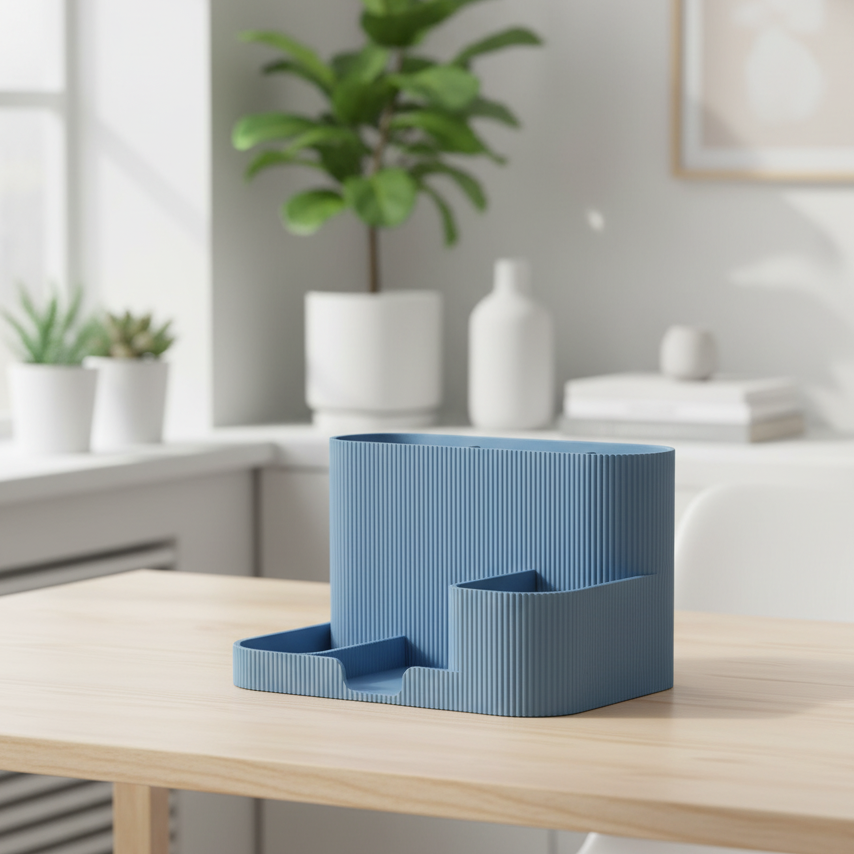 ⨠Tidy Desk, Tidy Mind! Modern Ribbed Desk Organizer | 3D Printed In Multiple Color Options
