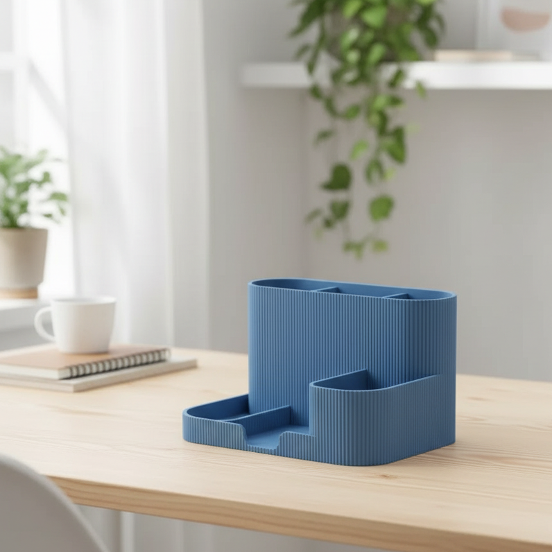 ⨠Tidy Desk, Tidy Mind! Modern Ribbed Desk Organizer | 3D Printed In Multiple Color Options