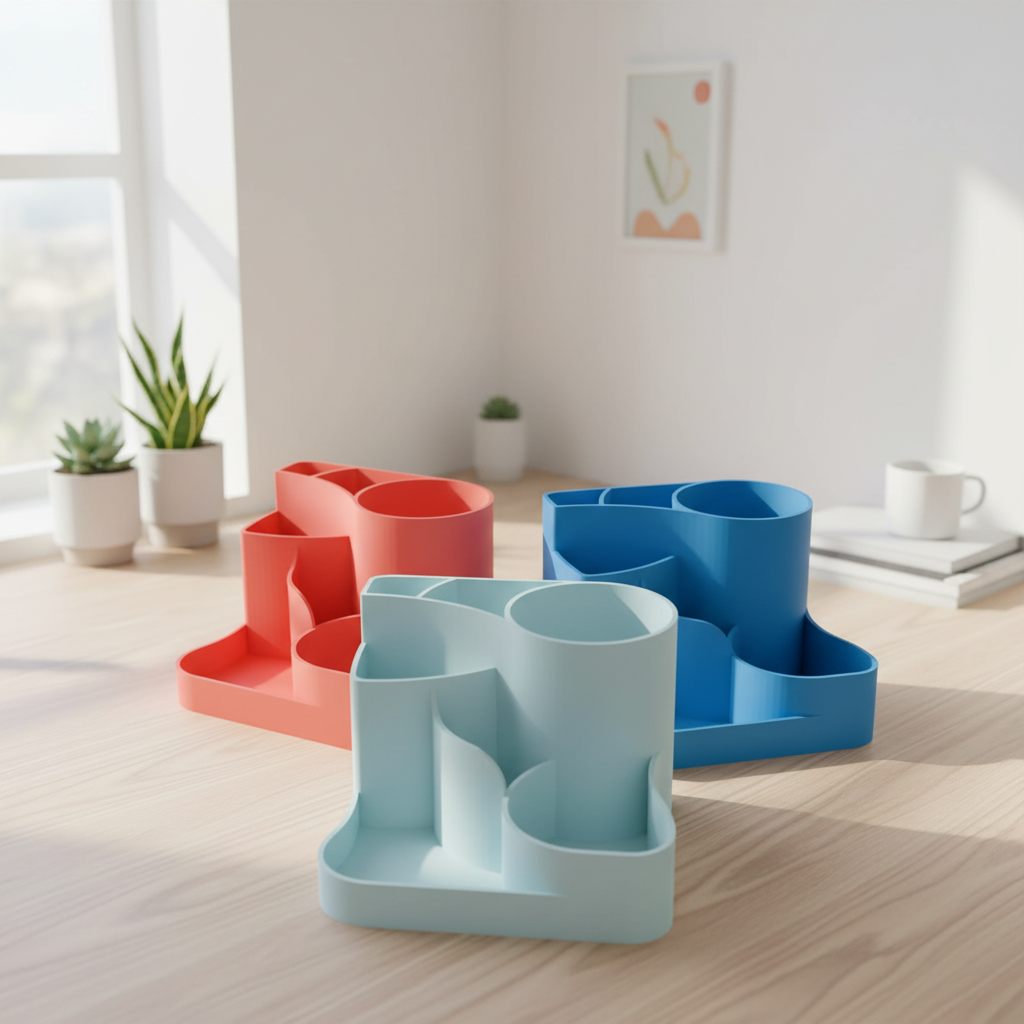 ✨ Declutter Your Desk: 7-Compartment Minimalist Organizer | 3D Printed In Multiple Color Options