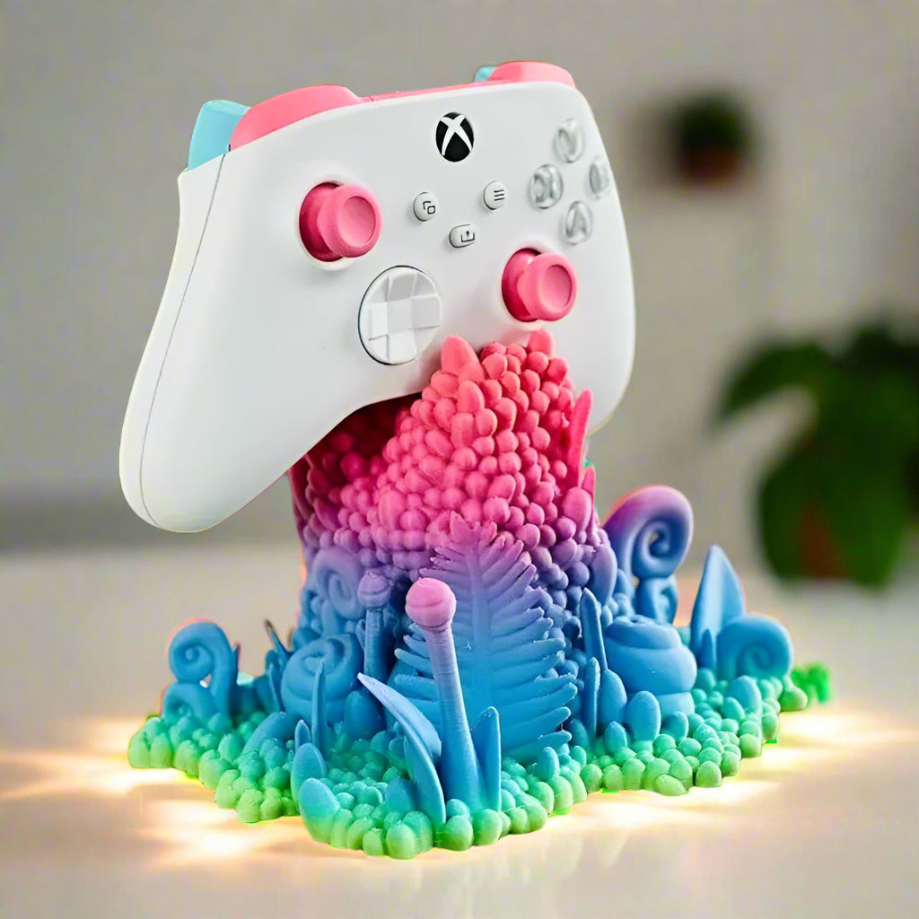 🌿 WHIMSICAL NATURE GROWTH CONTROLLER STAND –Enchanted Organizer | Universal Fit | Playful Eco-Design 3D Printed In Multiple Color Options🎮🍄