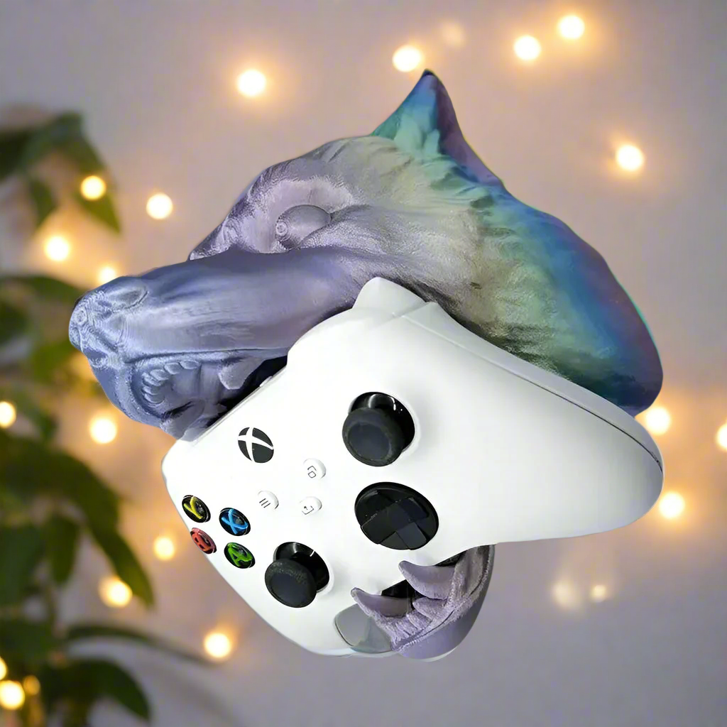 WOLF HEAD CONTROLLER HOLDER – Wall Mount Edition Gaming Shrine | 3D Printed In Multiple Color Options🎮🎧