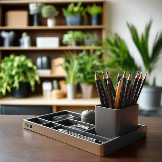 🖊️ Modern Office Organizer Tray & Pencil Cup – Sleek Desk Storage Solution 3D Printed In Multiple Color Options ✨