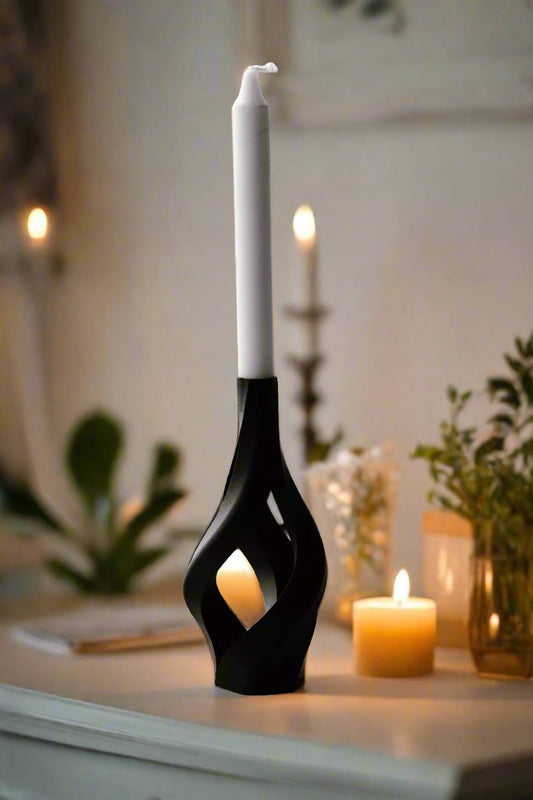 🕯️ Big Open Weave Candle Holder – Modern Elegance for Your Home | Modern Geometric Design 3D Printed In Multiple Color Options