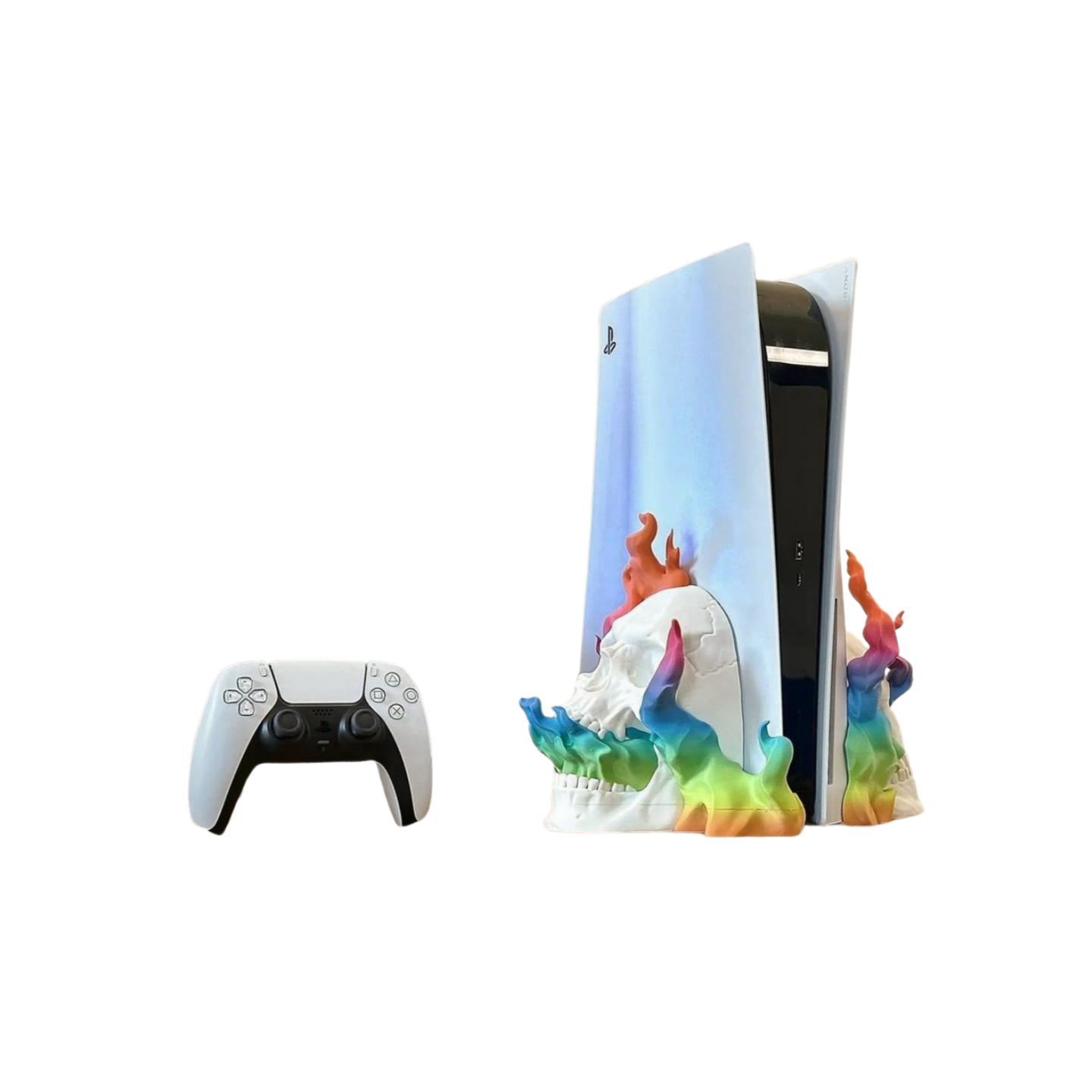 🔥 Flaming Skull PS5 Stand, Bold & Functional Console Holder 3D Printed In Multiple Color Options🎮
