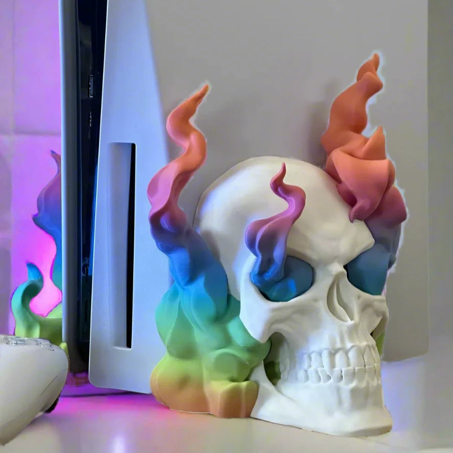 🔥 Flaming Skull PS5 Stand, Bold & Functional Console Holder 3D Printed In Multiple Color Options🎮