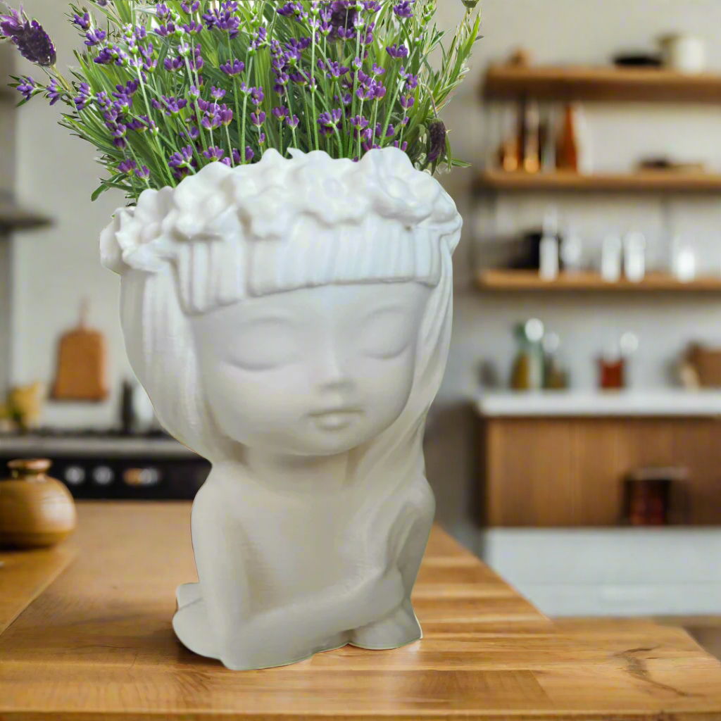 🌸 Flower Girl Statue Planter – Elegant Decor for Home & Garden 3D Printed In Multiple Color Options