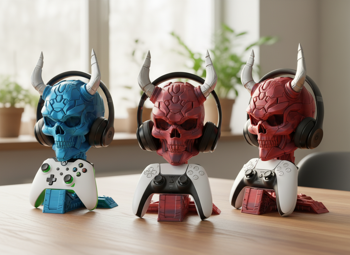 Epic Skull Controller & Headset Display Stand | 3D Printed In Multiple Color Options