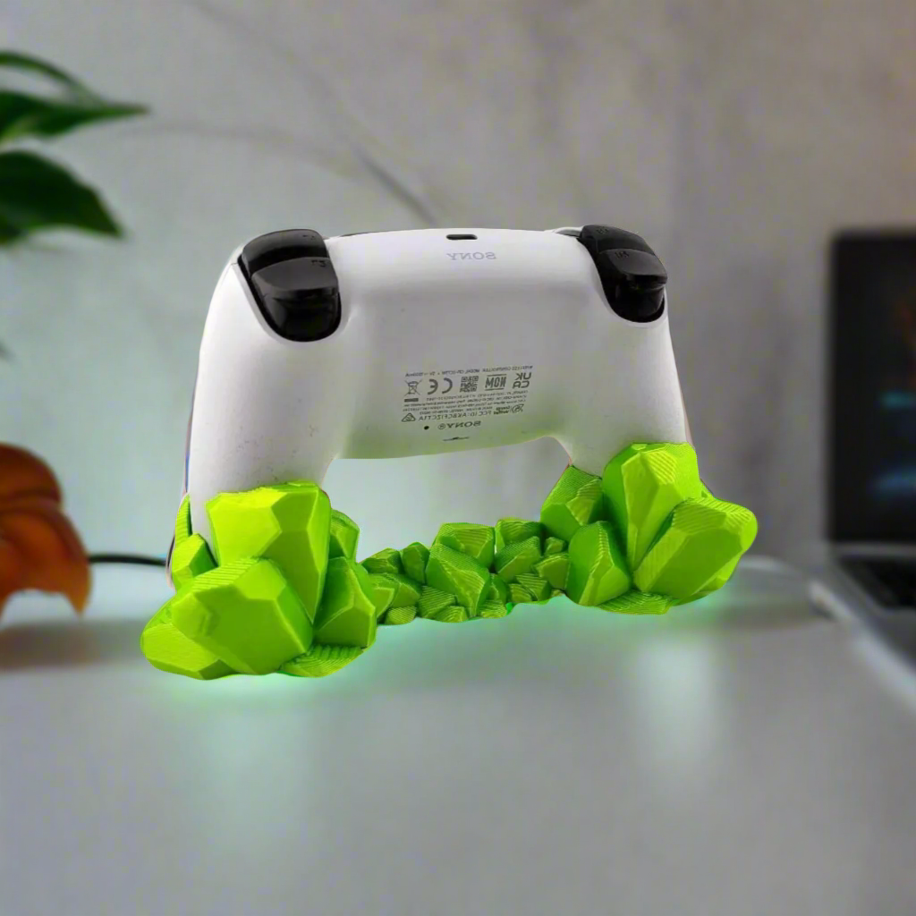 💎 Kryptonite-Gem PS5 Controller Stand – Radiant Gaming Accessory 3D Printed In Multiple Color Options🎮
