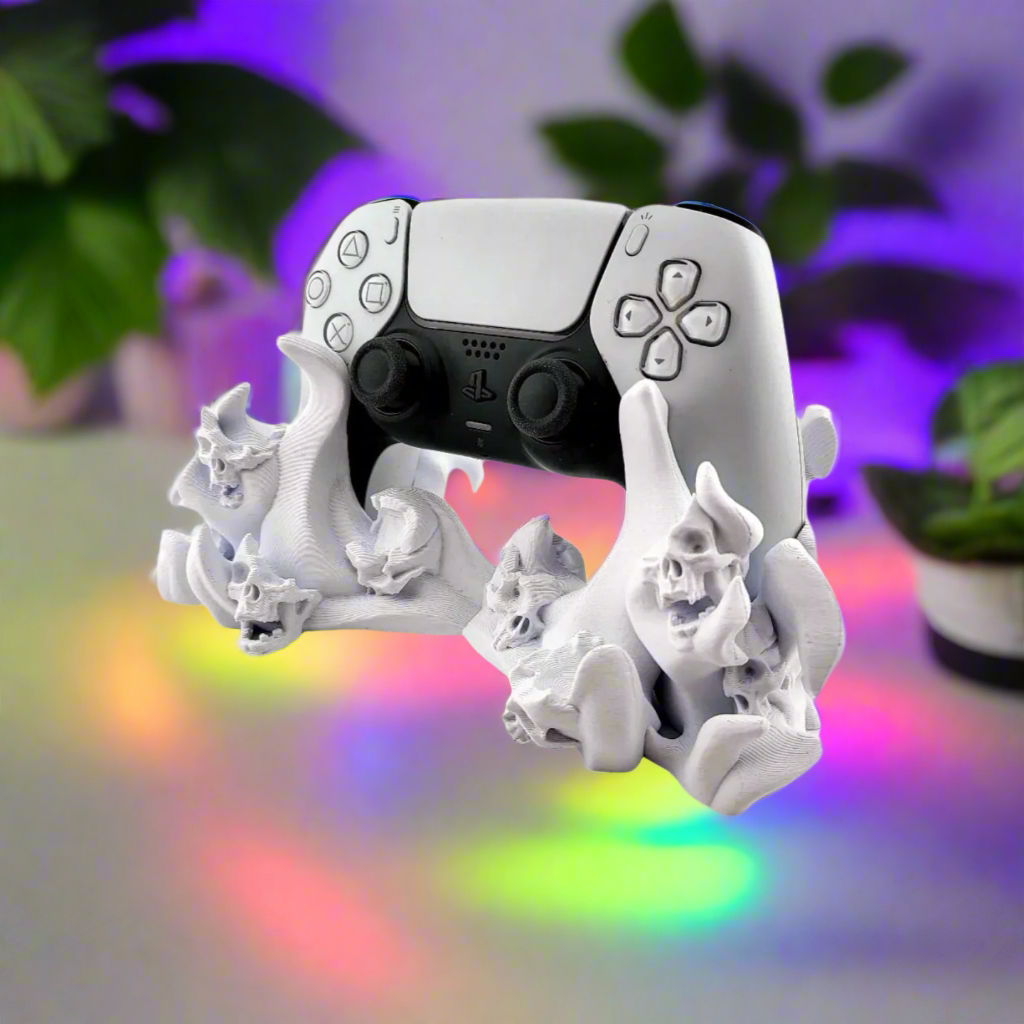 🔥 PS5 Controller Stand – Hell Skull Joystick Holder 3D Printed In Multiple Color Options 🎮