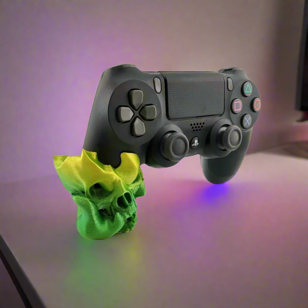 🔥 PS4 Controller Stand – Skull Fire Joystick Holder 3D Printed In Multiple Color Options🎮
