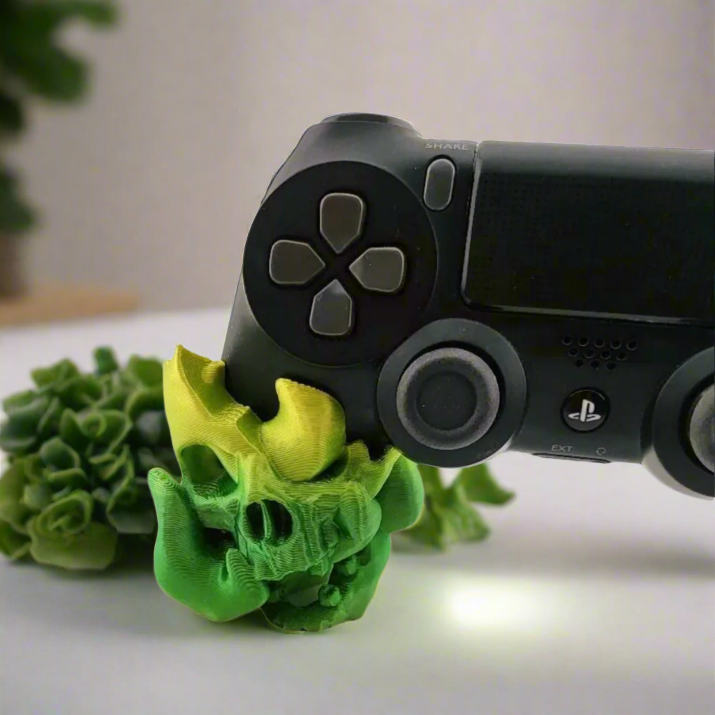 🔥 PS4 Controller Stand – Skull Fire Joystick Holder 3D Printed In Multiple Color Options🎮