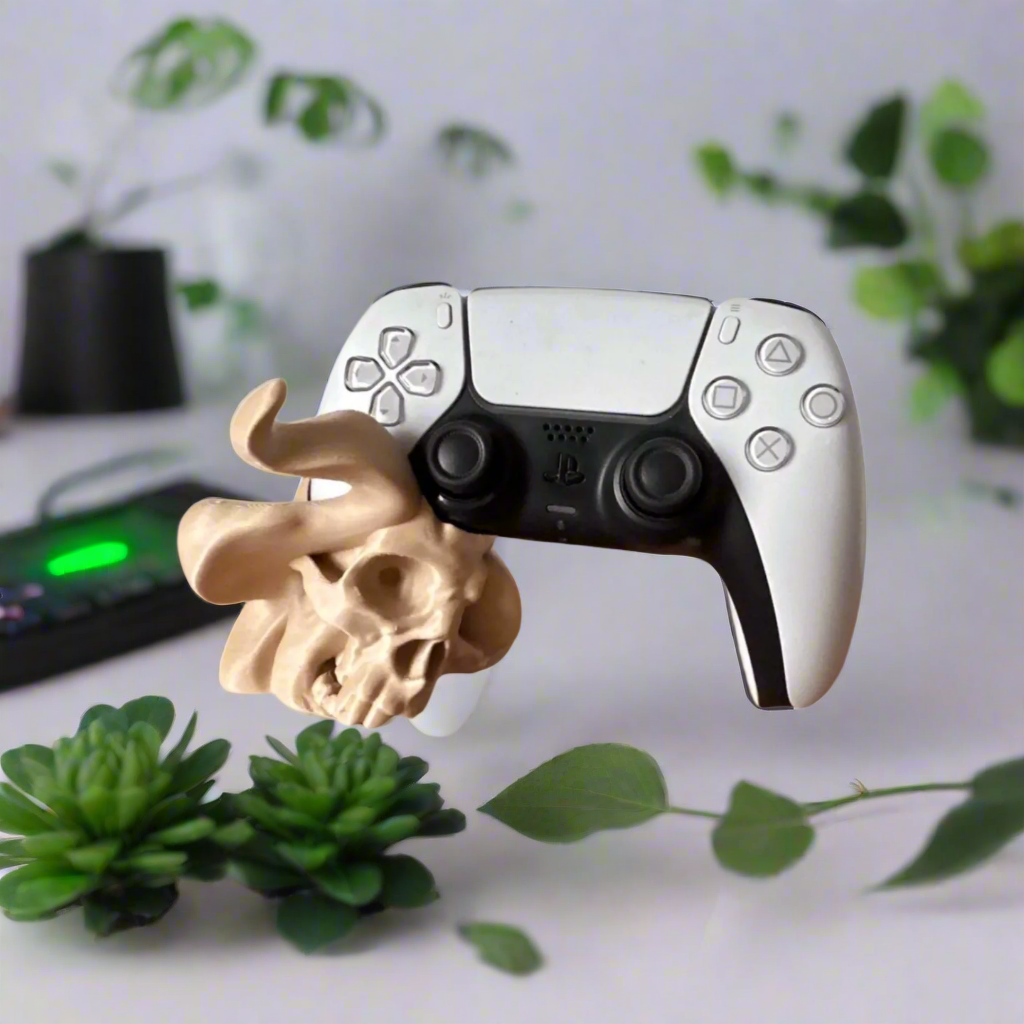 💀 Smoke Skull PS5 Controller Stand – Bold & Edgy Gaming Accessory 3D Printed In Multiple Color Options🎮