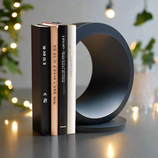 🔵 Minimalist Circle Bookend – Modern Elegance for Your Shelf 3D Printed In Multiple Color Options