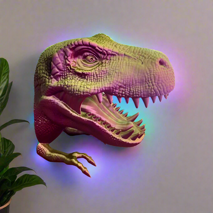 🦖 T-Rex Dinosaur Head Wall Mount Hanger – Fierce & Functional Decor 🎮🎧 | 50+ Colors | 3D Printed