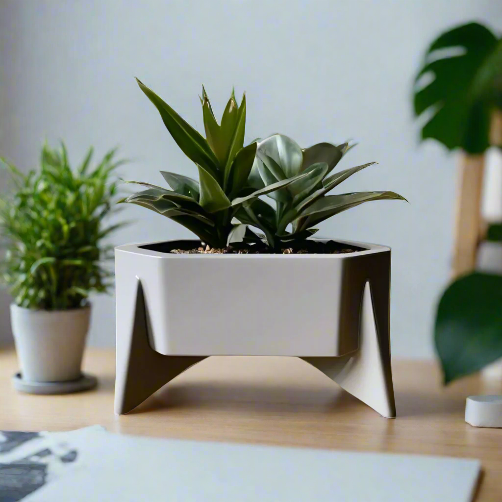 🌿 Hexagonal Mid-Century Planter – Stylish Geometric Design for Your Plants 3D Printed In Multiple Color Options