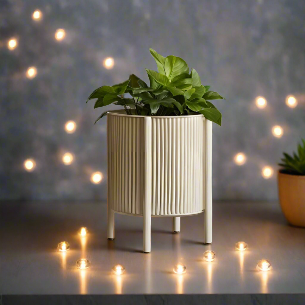 🌿 Ribbed Planter – Mid-Century Modern Elegance for Your Plants | 10" Decorative Pot | Customizable | 50+ Colors | 3D Printed