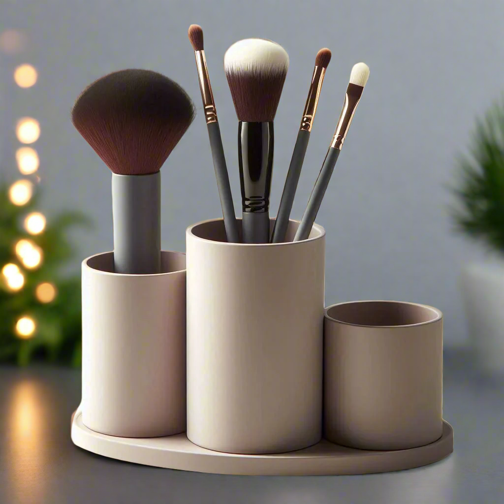 💄 Geometric Makeup Organizer – Modern Vanity Holder for Brushes & Beauty Essentials 3D Printed In Multiple Color Options✨