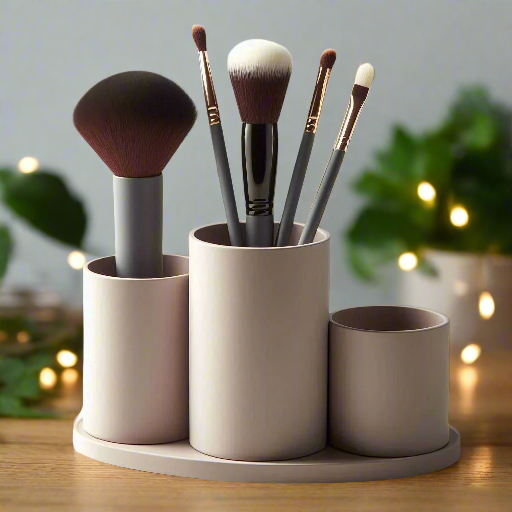💄 Geometric Makeup Organizer – Modern Vanity Holder for Brushes & Beauty Essentials 3D Printed In Multiple Color Options✨