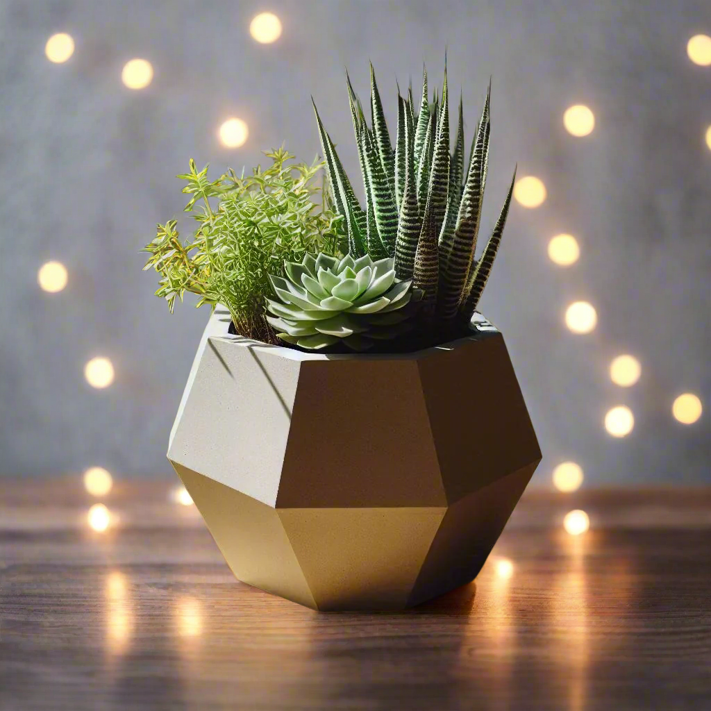 Geometric Succulent Planter, Modern Home Decor | Customizable | 50+ Colors | 3D Printed